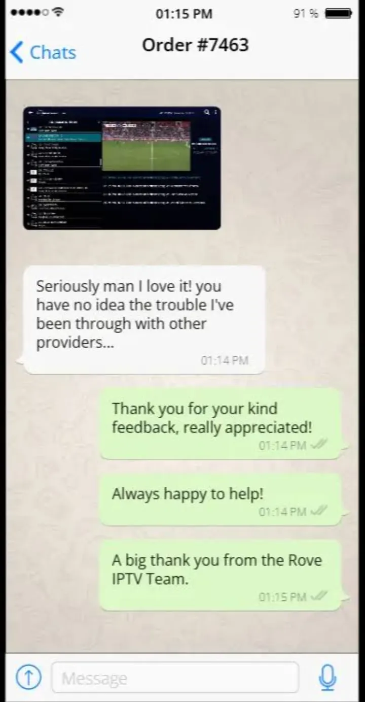 WhatsApp support chat: Client satisfait